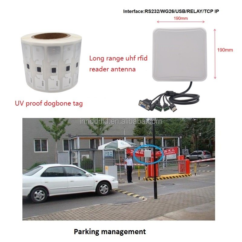 9.2dbi Built-in Antenna Long Range UHF RFID Tag Reader Automatic Open Gate System for Cars Parking Management
